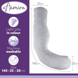 Aamira Light Grey Pregnancy Maternity Pillow, 145x25x25cm L Shape Memory Foam - Size: 145 x 25 x 25 cm - thumbnail 3