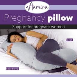 Aamira Light Grey Pregnancy Maternity Pillow, 145x25x25cm L Shape Memory Foam - Size: 145 x 25 x 25 cm - thumbnail 2
