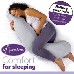 Aamira Light Grey Pregnancy Maternity Pillow, 145x25x25cm L Shape Memory Foam - Size: 145 x 25 x 25 cm - thumbnail 7