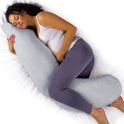 Aamira Light Grey Pregnancy Maternity Pillow, 145x25x25cm L Shape Memory Foam - Size: 145 x 25 x 25 cm - thumbnail 1