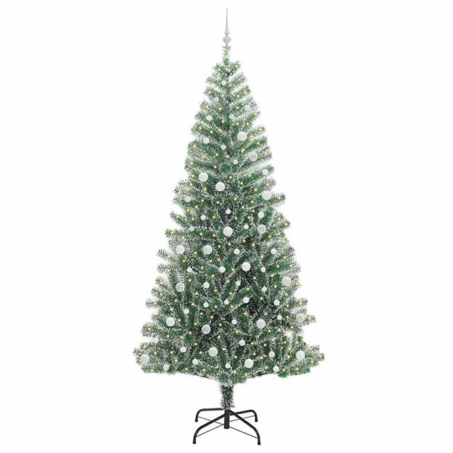Berkfield Home Stunning Artificial Christmas Tree Snow Flocked with LED Light 240 cm in Green - image 1