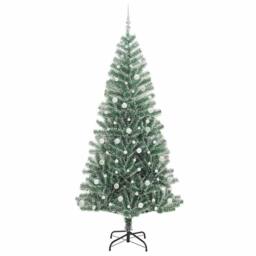 Berkfield Home Stunning Artificial Christmas Tree Snow Flocked with LED Light 240 cm in Green - thumbnail 4