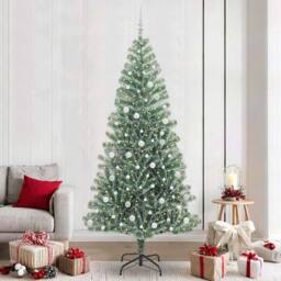 Berkfield Home Stunning Artificial Christmas Tree Snow Flocked with LED Light 240 cm in Green - thumbnail 2