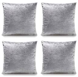 Luxury Living Crushed Velvet Cushions Set of 4 With Fibre Filled Pads in Silver - Size: 45 cm x 45 cm - thumbnail 1