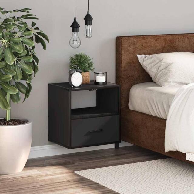Berkfield Home Durable Wall-mounted Bedside Cabinet Black 40x31x39.5 cm - image 1