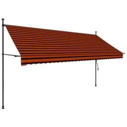 Berkfield Home Manual Retractable Awning with LED 350 cm Orange & Brown - thumbnail 1