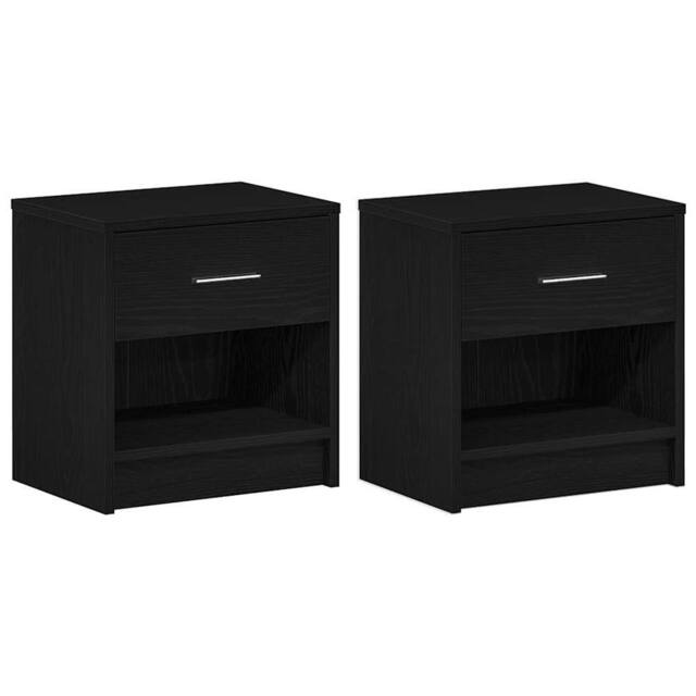 Berkfield Home Bedside Cabinets 2 pcs with Drawer Black 39x28x41 cm - Size: 39 x 28 x 41 cm - image 1