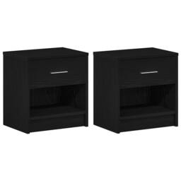 Berkfield Home Bedside Cabinets 2 pcs with Drawer Black 39x28x41 cm - Size: 39 x 28 x 41 cm - thumbnail 1