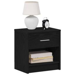 Berkfield Home Bedside Cabinets 2 pcs with Drawer Black 39x28x41 cm - Size: 39 x 28 x 41 cm - thumbnail 3