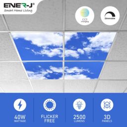 ENER-J Colour Changing Sky Cloud LED Panels 60x60 Set of 4 with Remote in White - Size: 25 cm diameter x 19 cm high - thumbnail 3