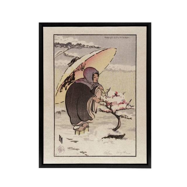 "Artery8 Helen Hyde Little Pink Plum & a Young Woman Framed Canvas Art Print - Size: W12"" x H16""" - image 1