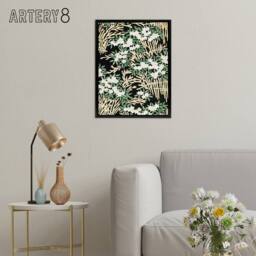 "Artery8 Abstract Floral Forest Pattern Framed Canvas Wall Art Print Bijutsukai in Green - Size: W12"" x H16""" - thumbnail 3