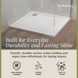 Balterley Premium Square Shower Tray in White - thumbnail 2