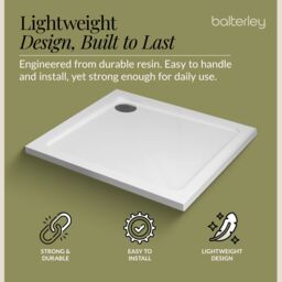 Balterley Premium Square Shower Tray in White - thumbnail 3