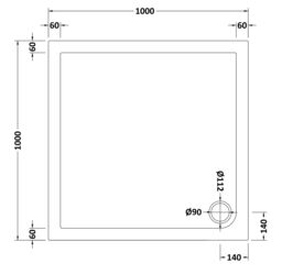 Balterley Premium Square Shower Tray in White - thumbnail 8