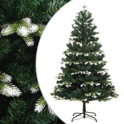 Berkfield Home Beautiful Artificial Hinged Christmas Tree with Flocked Snow 210 cm in Green - thumbnail 2