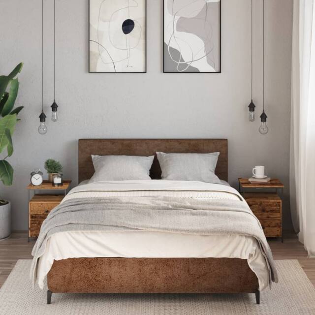 Berkfield Home Modern Bedside Cabinets 2 pcs Old Wood 34x35.5x50 cm Engineered Wood in Brown - image 1