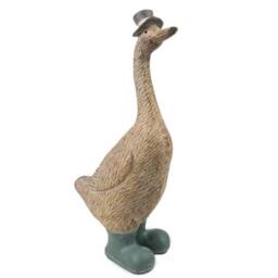 Madison & Mayfair Large Grey Duck Ornament with Wellies - 38.5cm in Beige