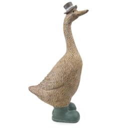 Madison & Mayfair Large Grey Duck Ornament with Wellies - 38.5cm in Beige - thumbnail 2