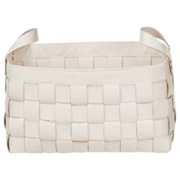 Wyld and Coco set of 2 beige faux leather storage baskets with handles - thumbnail 6