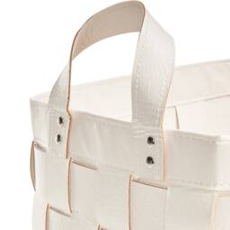 Wyld and Coco set of 2 beige faux leather storage baskets with handles - thumbnail 8