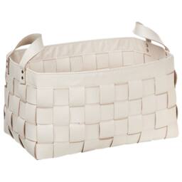 Wyld and Coco set of 2 beige faux leather storage baskets with handles - thumbnail 7