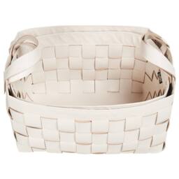 Wyld and Coco set of 2 beige faux leather storage baskets with handles - thumbnail 5