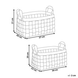 Wyld and Coco set of 2 beige faux leather storage baskets with handles - thumbnail 4