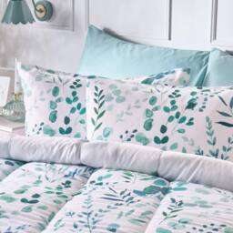OHS Floral Coverless 10.5 TOG Duvet Set Pillowcase Quilted Cover in Light Green - Size: Double - thumbnail 3
