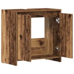 Berkfield Home Bathroom Sink Cabinet Old Wood 60x33x60 cm Engineered Wood in Brown - Size: 60 x 33 x 60 cm - thumbnail 6