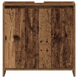 Berkfield Home Bathroom Sink Cabinet Old Wood 60x33x60 cm Engineered Wood in Brown - Size: 60 x 33 x 60 cm - thumbnail 5