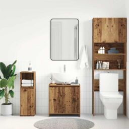 Berkfield Home Bathroom Sink Cabinet Old Wood 60x33x60 cm Engineered Wood in Brown - Size: 60 x 33 x 60 cm - thumbnail 4