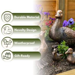 Marco Paul Bronze Set of 4 Resin Duck Ornaments Duck Family Figurines for Garden Patio in Brown - thumbnail 4