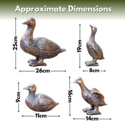 Marco Paul Bronze Set of 4 Resin Duck Ornaments Duck Family Figurines for Garden Patio in Brown - thumbnail 2