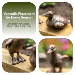 Marco Paul Bronze Set of 4 Resin Duck Ornaments Duck Family Figurines for Garden Patio in Brown - thumbnail 5