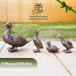 Marco Paul Bronze Set of 4 Resin Duck Ornaments Duck Family Figurines for Garden Patio in Brown - thumbnail 9