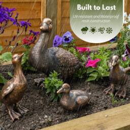 Marco Paul Bronze Set of 4 Resin Duck Ornaments Duck Family Figurines for Garden Patio in Brown - thumbnail 6
