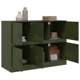 Berkfield Home Sideboard Olive Green 99x39x73 cm Steel - Size: 99 x 39 x 73 cm - thumbnail 5