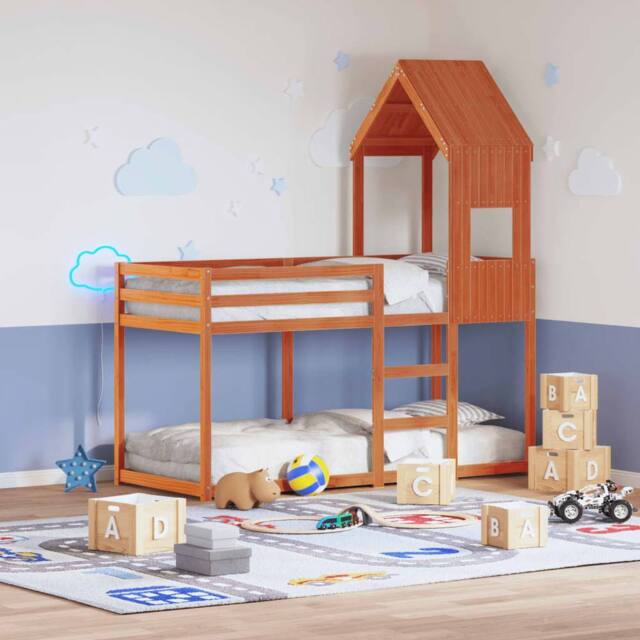 Berkfield Home Bunk Bed without Mattress Wax Brown 90x190 cm Single Solid Wood Pine - image 1