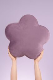 Heya Home Flower Velvet Reversible Ready Filled Cushion in Lilac - Size: 45 cm x 45 cm - thumbnail 4