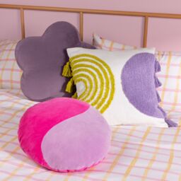 Heya Home Flower Velvet Reversible Ready Filled Cushion in Lilac - Size: 45 cm x 45 cm - thumbnail 5