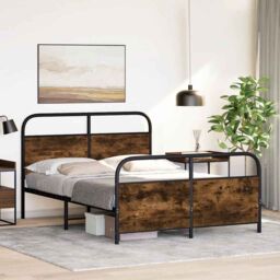 Berkfield Home Bed Frame Without Mattress 120x200 cm Smoked Oak Engineered Wood in Brown - Size: Small Double - thumbnail 4