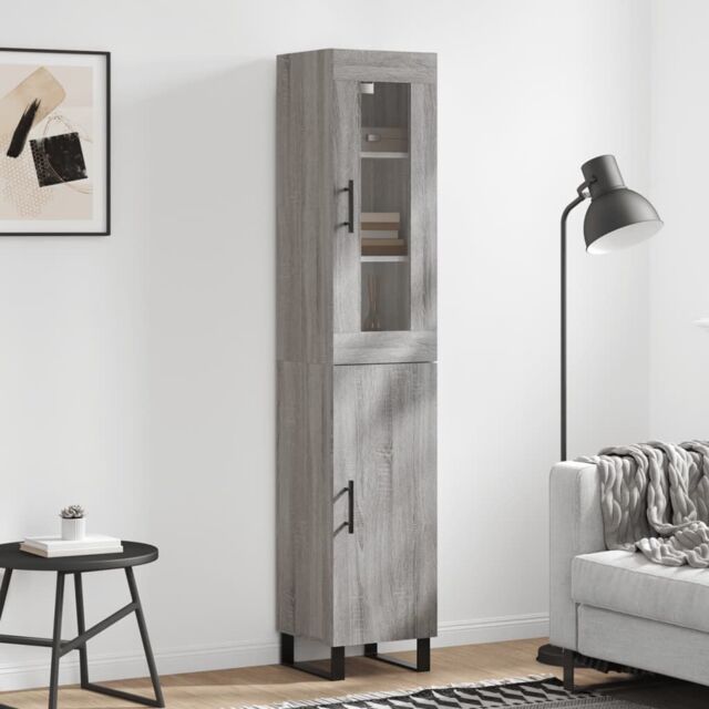 Berkfield Home Highboard Grey Sonoma 34.5x34x180 cm Engineered Wood - image 1