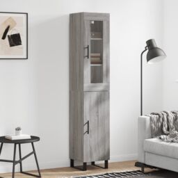 Berkfield Home Highboard Grey Sonoma 34.5x34x180 cm Engineered Wood - thumbnail 1