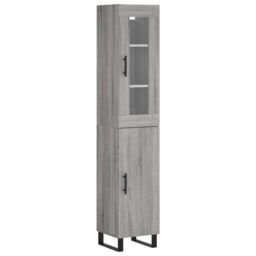 Berkfield Home Highboard Grey Sonoma 34.5x34x180 cm Engineered Wood - thumbnail 2