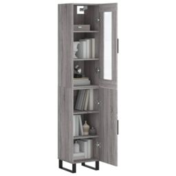 Berkfield Home Highboard Grey Sonoma 34.5x34x180 cm Engineered Wood - thumbnail 3