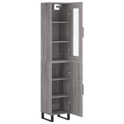 Berkfield Home Highboard Grey Sonoma 34.5x34x180 cm Engineered Wood - thumbnail 4