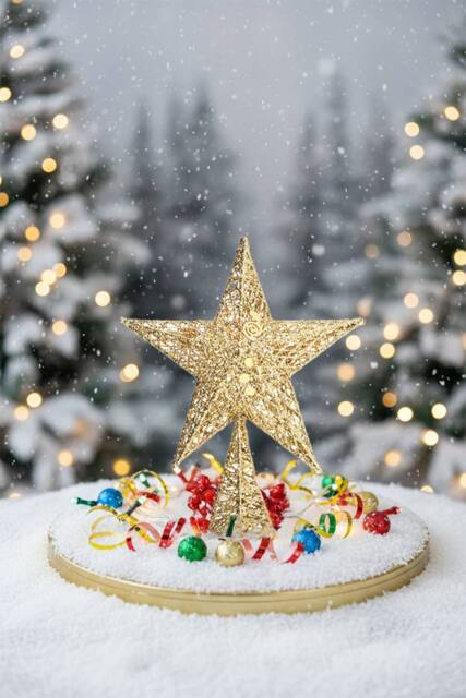 Garden Sanctuary Decorative Star-shaped Christmas Tree Topper in Gold - image 1