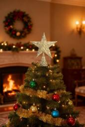 Garden Sanctuary Decorative Star-shaped Christmas Tree Topper in Gold - thumbnail 2