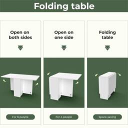 SPETLEK Mobile Drop Leaf Table Folding Kitchen Table on Wheels in White - thumbnail 3
